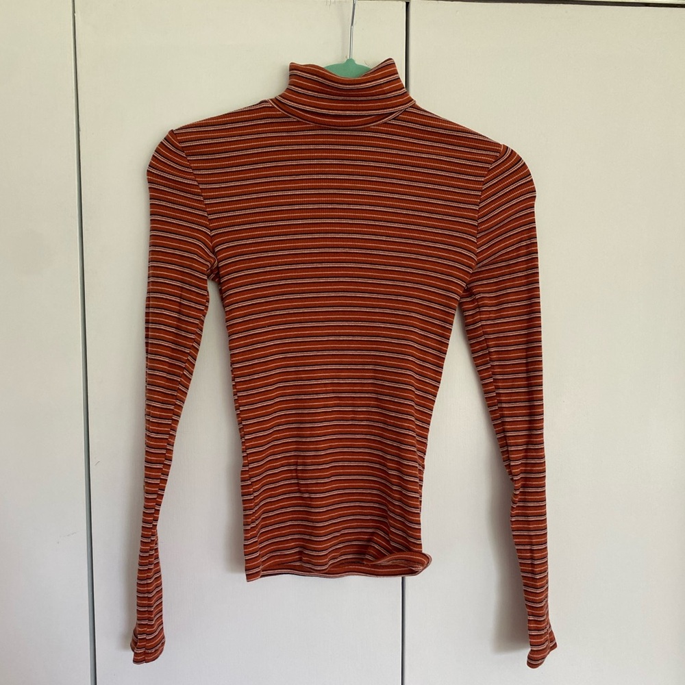 Hollister Orange Striped Turtleneck